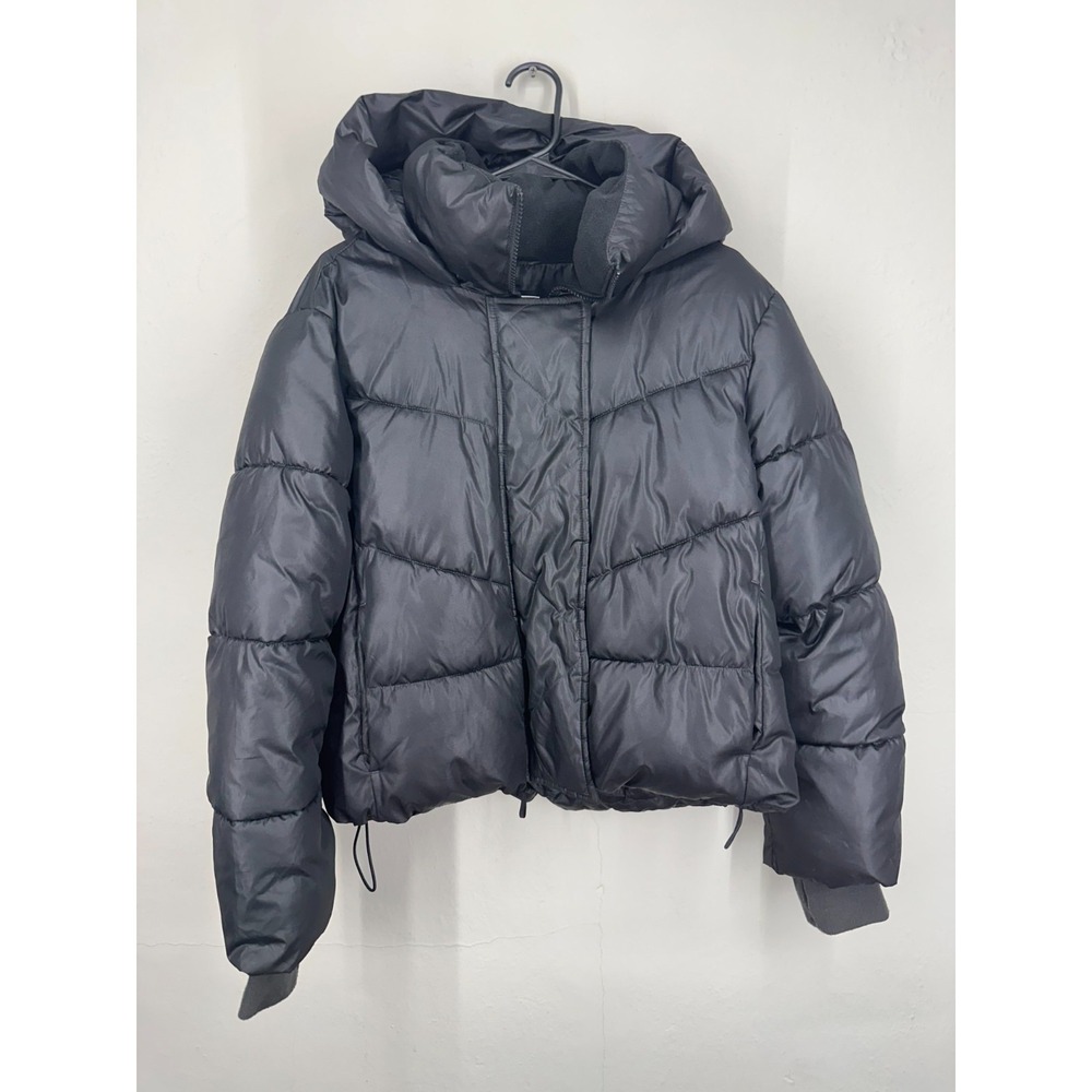 GAP ColdControl Max Puffer Jacket Womens SMALL Black Hooded Water Resistant Zip